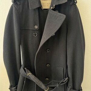 Burberry Black Double-Breasted Wool Trench Coat